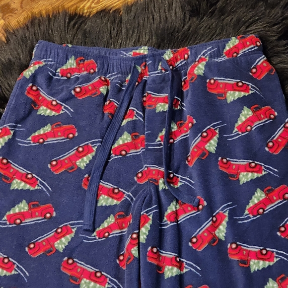 Croft and Barrow Plush Fleece Pajama Pants Red Farmhouse Trucks Men’s Size M - Picture 2 of 8